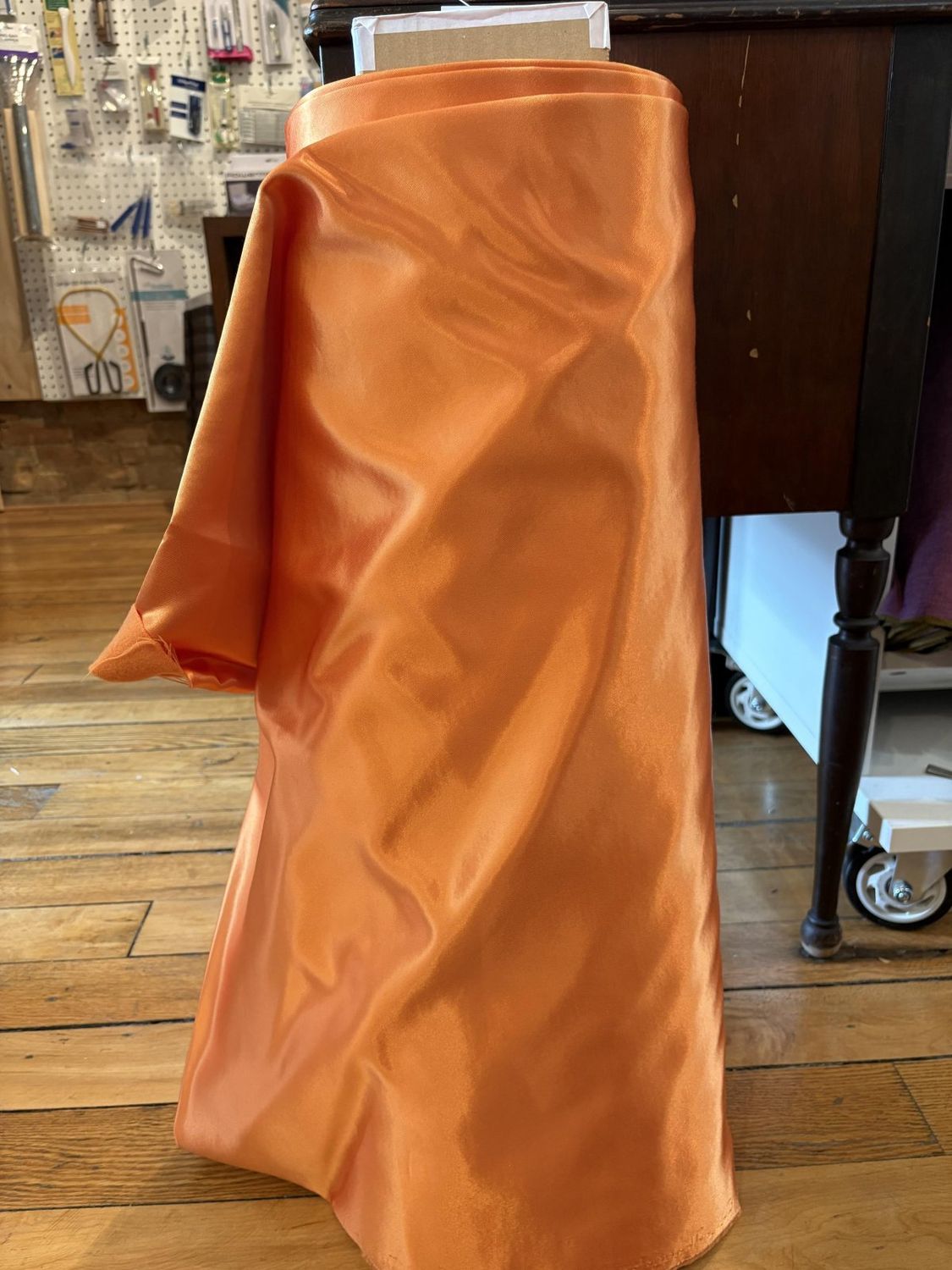 Solid Rayon Wool Bomber Jacket Satin Orange Hokkoh