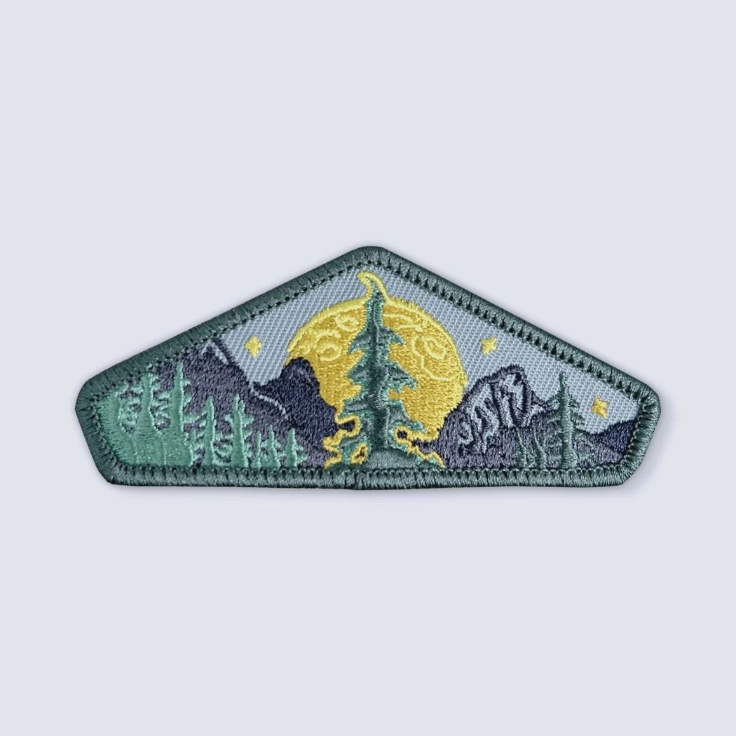 Tree and Moon Forest Scene Sew On Embroidered Patch Bough &amp; Antler Northwest Goods