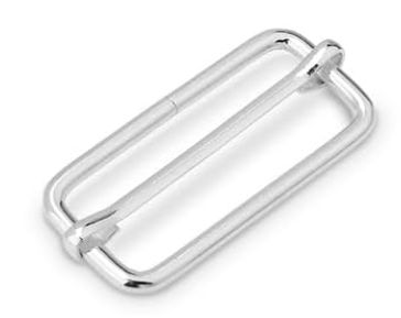 Silver Tri - Glide Rectangle Slide Buckle Strap Adjuster  1-1/2"