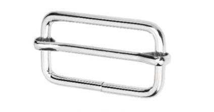 Silver Tri - Glide Rectangle Slide Buckle Strap Adjuster  1-1/4"