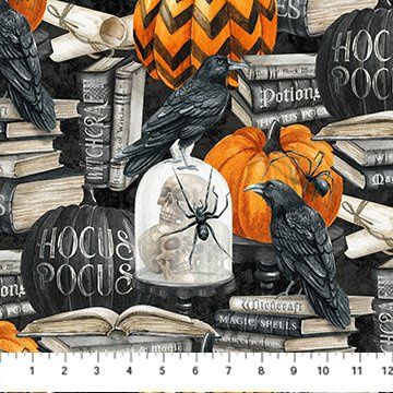 Spellbound Black Multi Halloween Northcott Fabric