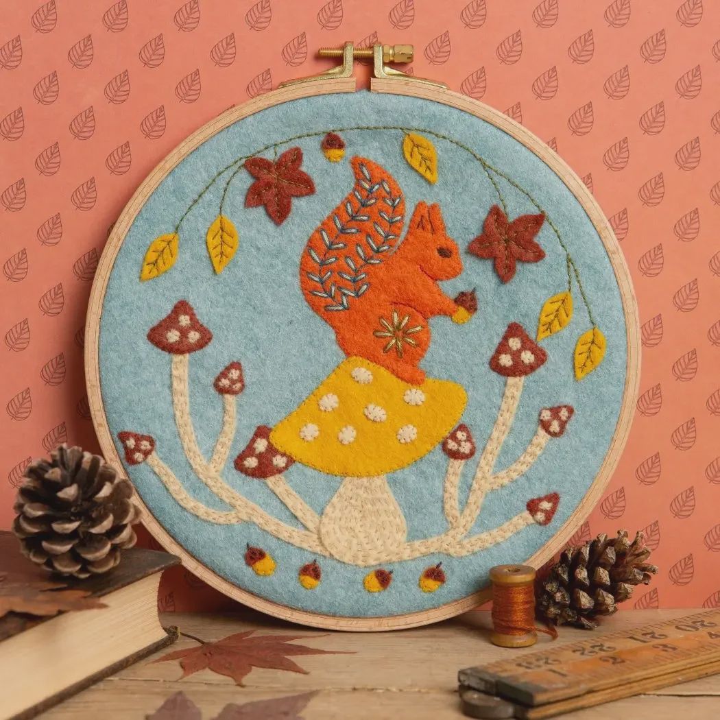 Squirrel Wool Felt Embroidery Kit Corinne Lapierre