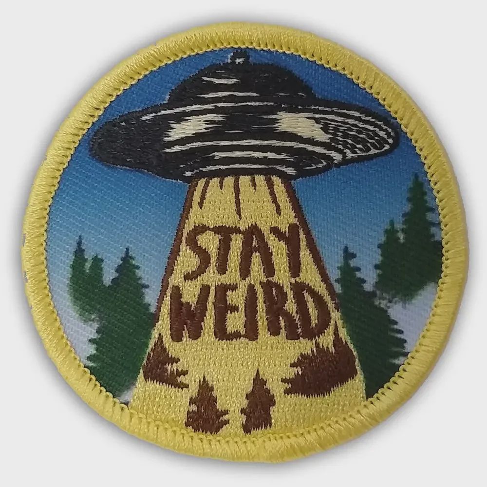 Stay Weird UFO Embroidered Patch Shady Front