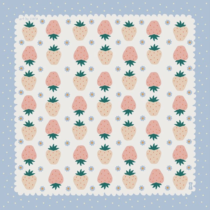 Strawberry Bandana Blue Art By Ciara
