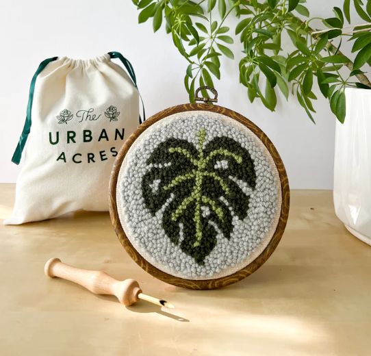 The Urban Acres Punch Needle Kit Classic Monstera