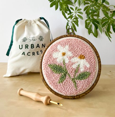 The Urban Acres Punch Needle Kit Pink Daisies