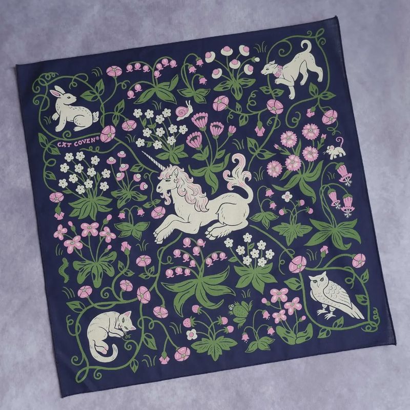 Unicorn Garden Cotton Bandana Cat Coven