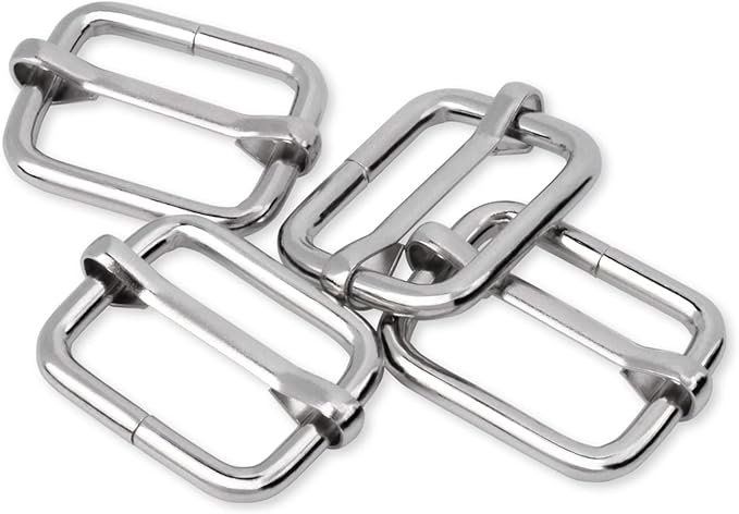 Silver Tri - Glide Rectangle Slide Buckle Strap Adjuster  1"
