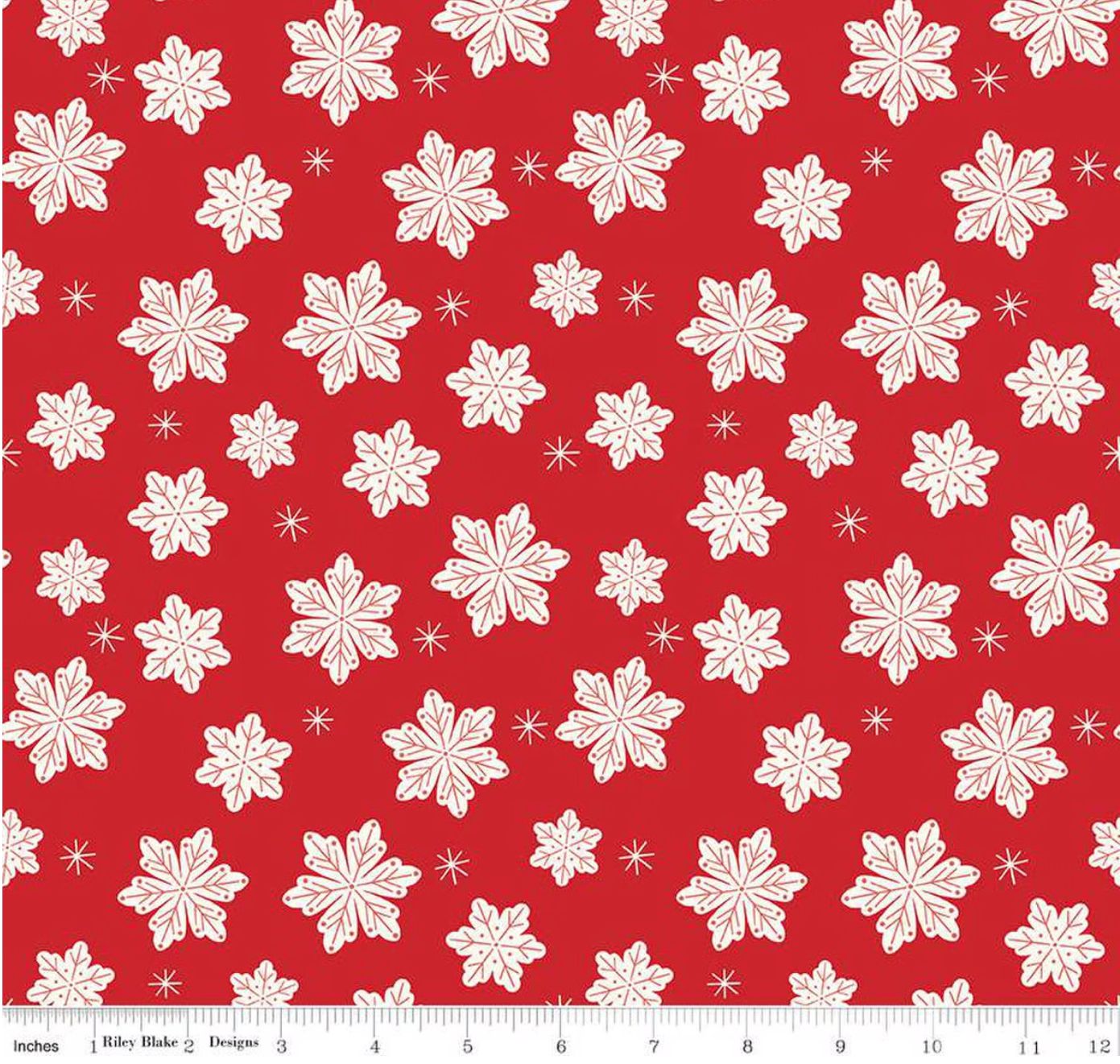 Snowflakes on Red Cotton Flannel Riley Blake