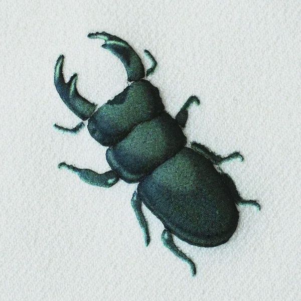 Stag Beetle #4 Puffy Iron On Patch 2 pack Japanese Import
