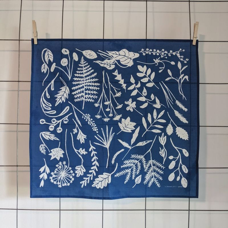 Sunprint Indigo Blue Screen - printed Bandana - ilikesara