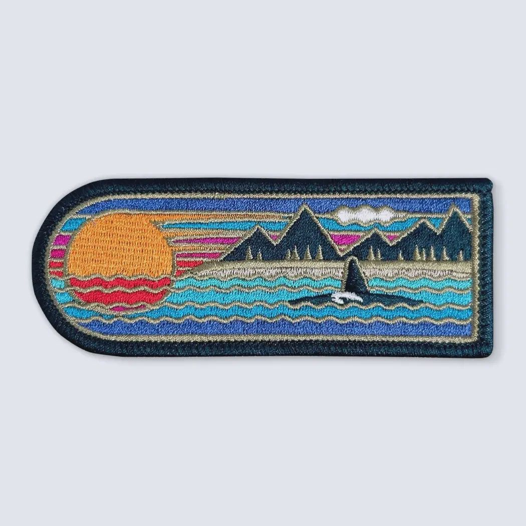 Sunset Ocean Orca Sew On Embroidered Patch Bough &amp; Antler Northwest Goods