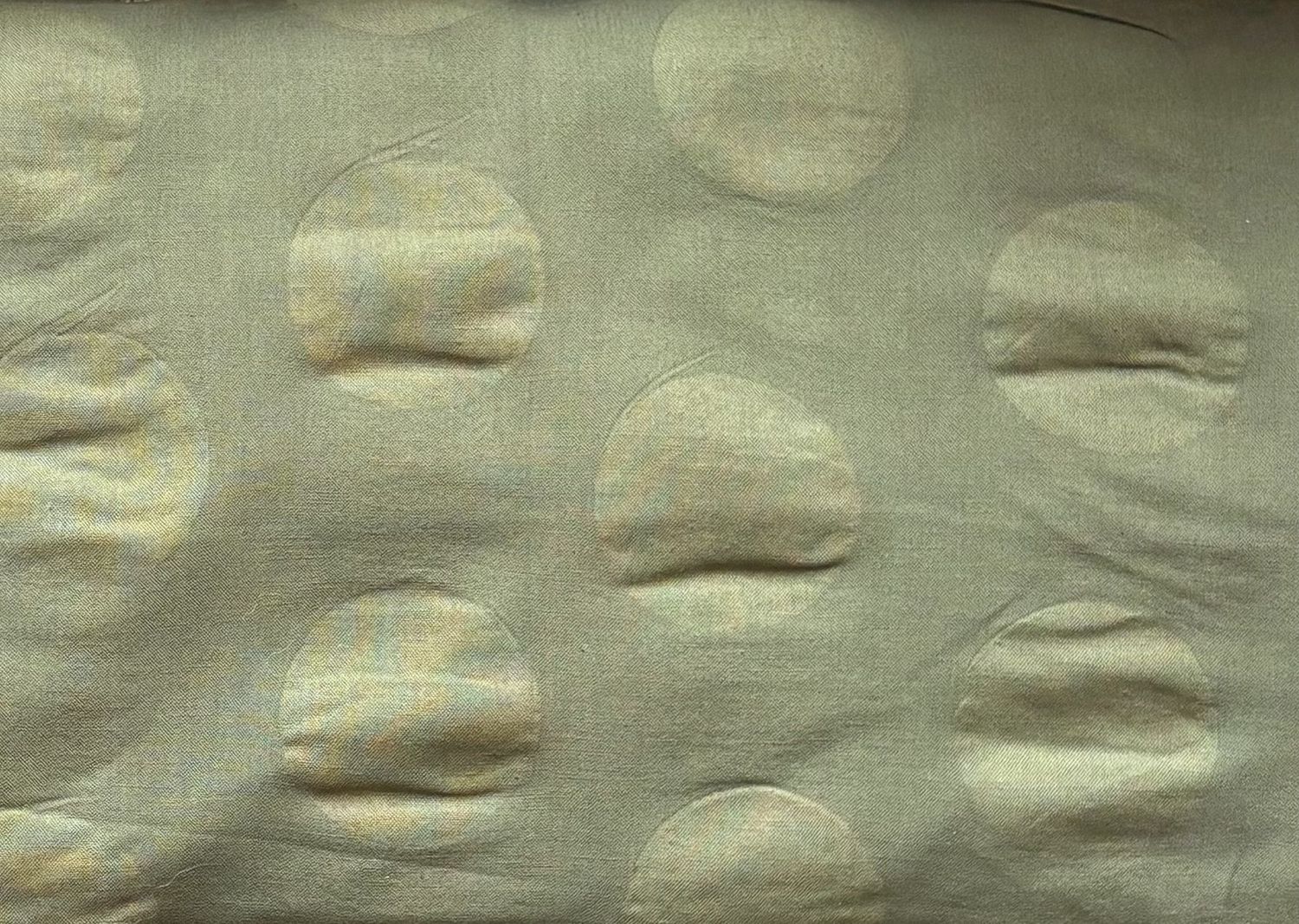 Textured Circles Army Green Cotton - Linen Blend  Hokkoh