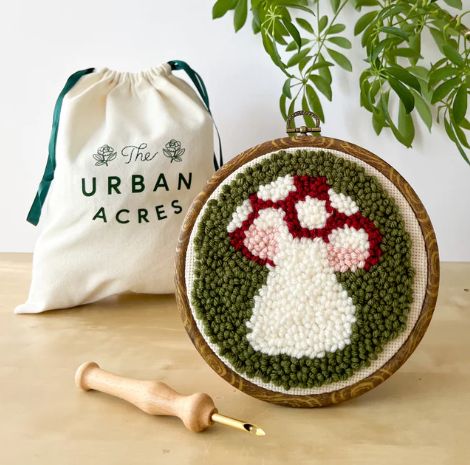 The Urban Acres Punch Needle Kit Mushroom