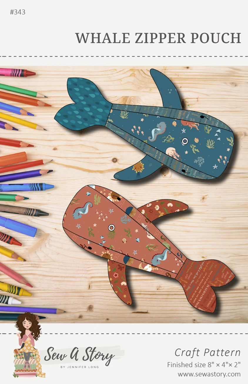 Whale Zipper Pouch Pattern - Sew A Story