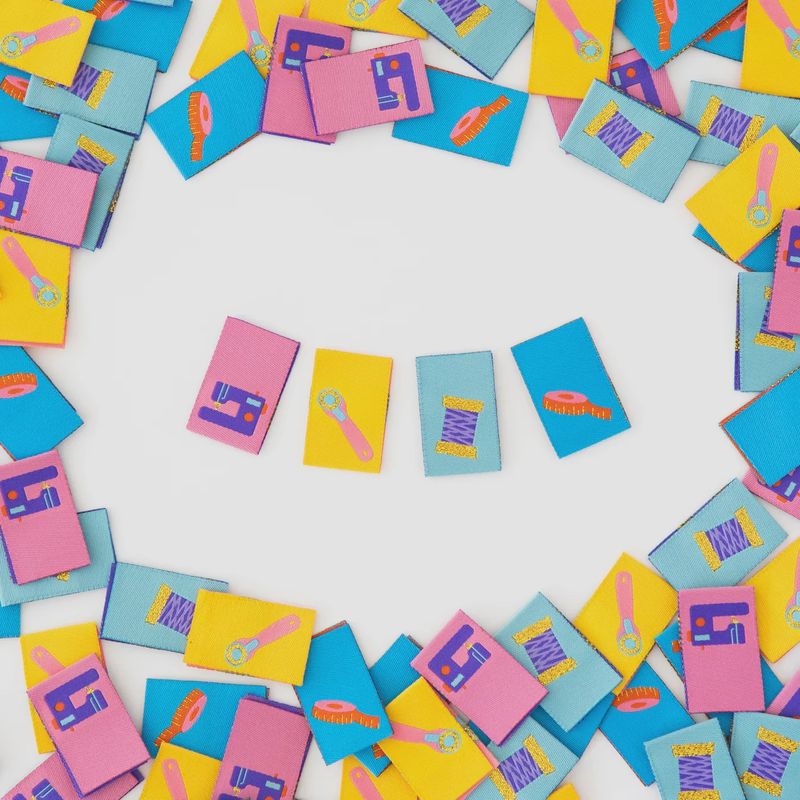 Sewing Notions Multipack Woven Garment Labels Tied with a Ribbon x Sarah Hearts