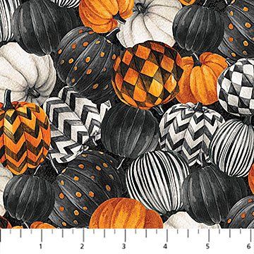 Spellbound Black Multi Pumpkins Halloween Northcott Fabric
