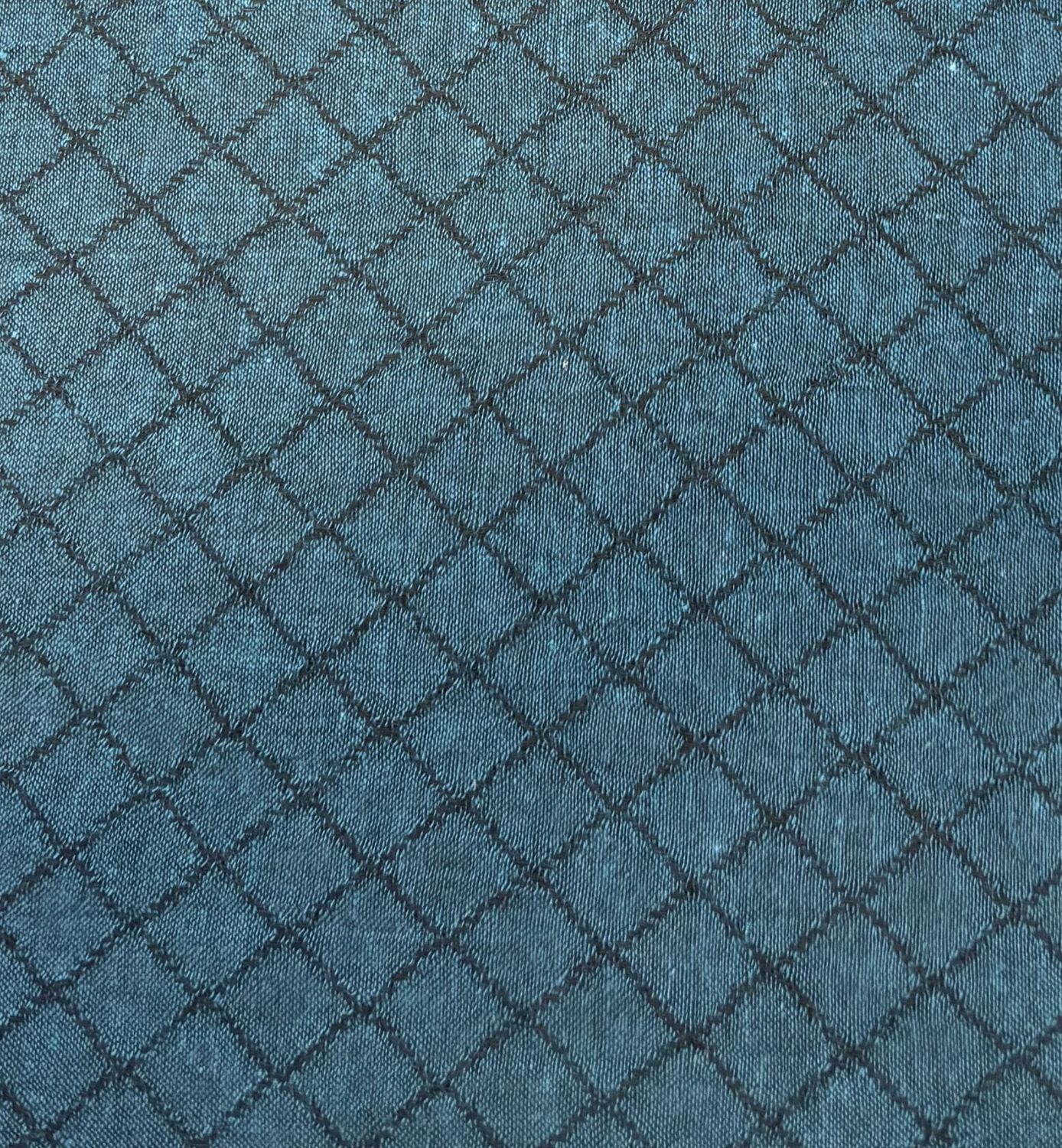 Teal Diamond Dobby Weave Yarn Dye Cotton Linen Blend Japanese Import Asaki