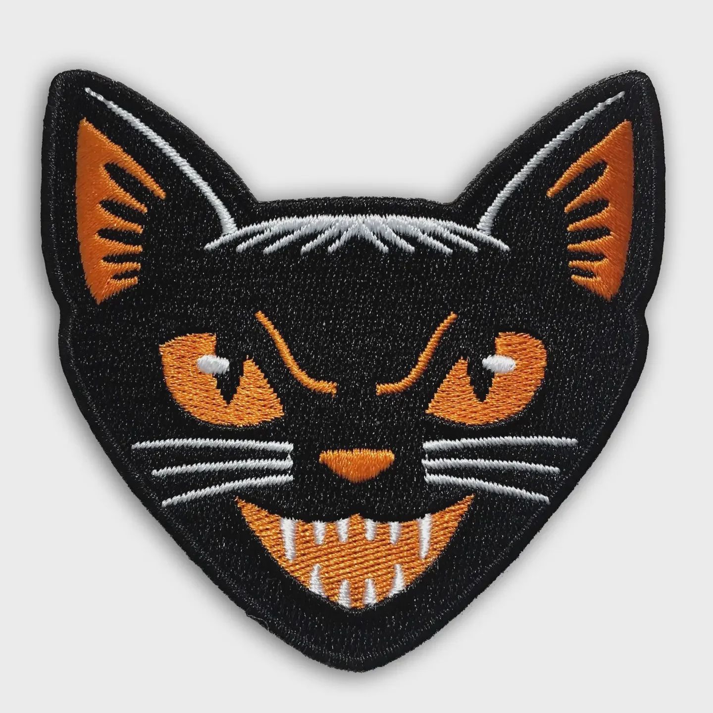Vintage Style Black Halloween Cat Embroidered Patch Monsterologist
