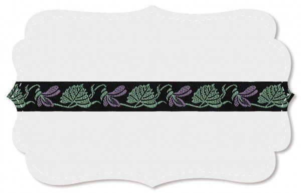 Violet Flower Woven Ribbon by the Meter 0.5" wide C Pauli