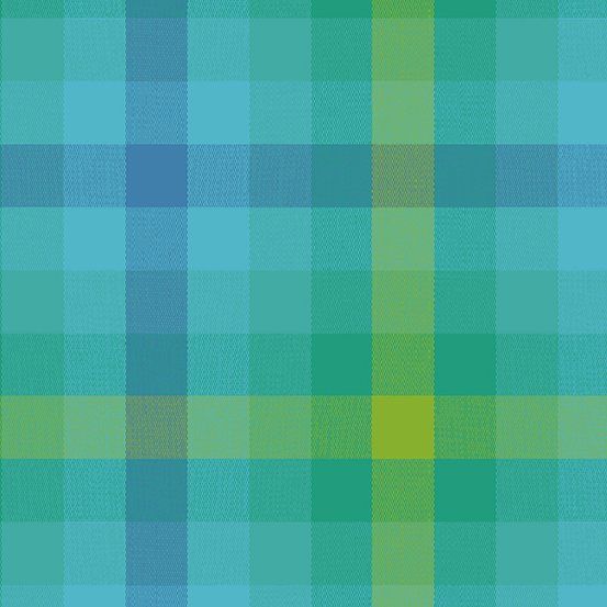 Alison Glass Kaleidoscope Cotton Woven - Teal Plaid