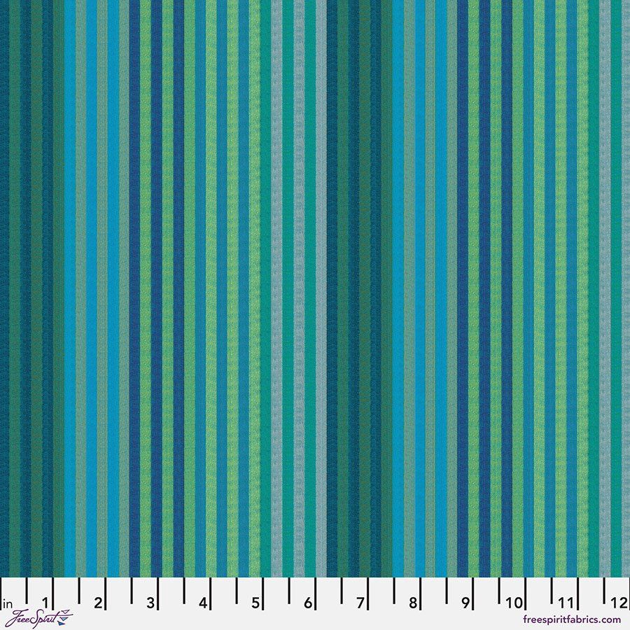 Aqua Caterpillar Stripe Kaffe Fassett Woven Stripes