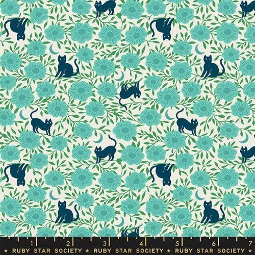 Backyard Hiding Cat Succulent Cotton Print