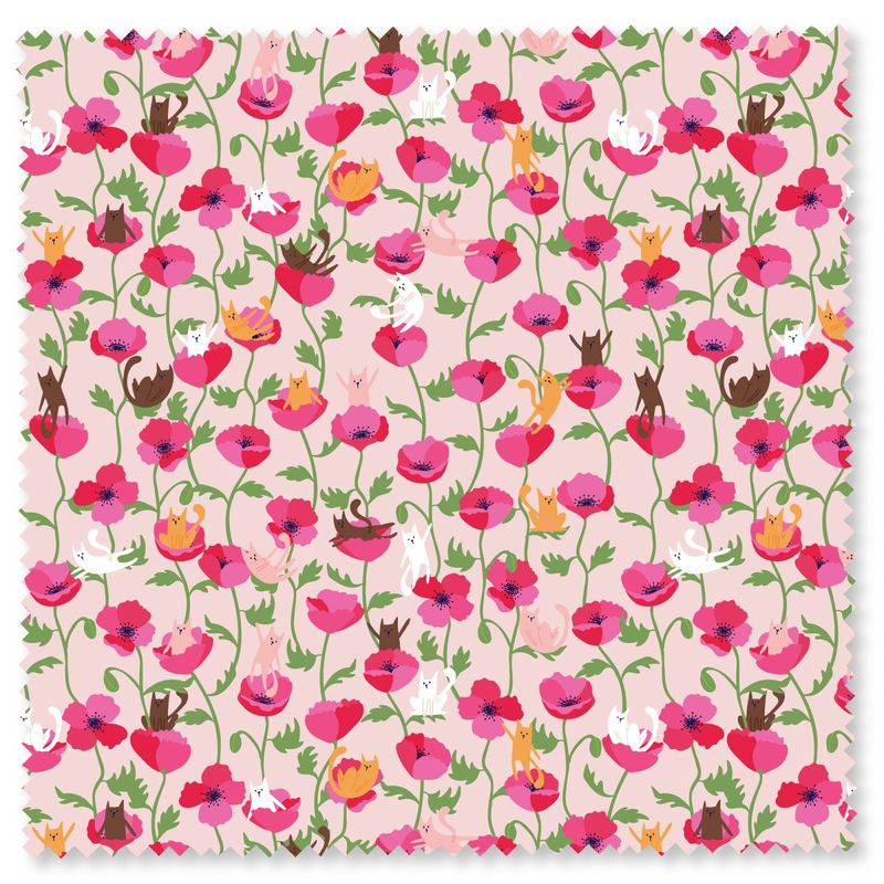Cats and Flowers Poppies and Cats Cloud9 Fabrics