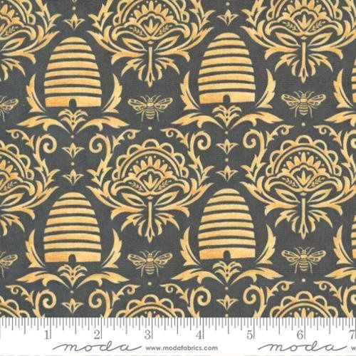 Honey Lavender - Charcoal Bee Cotton Print