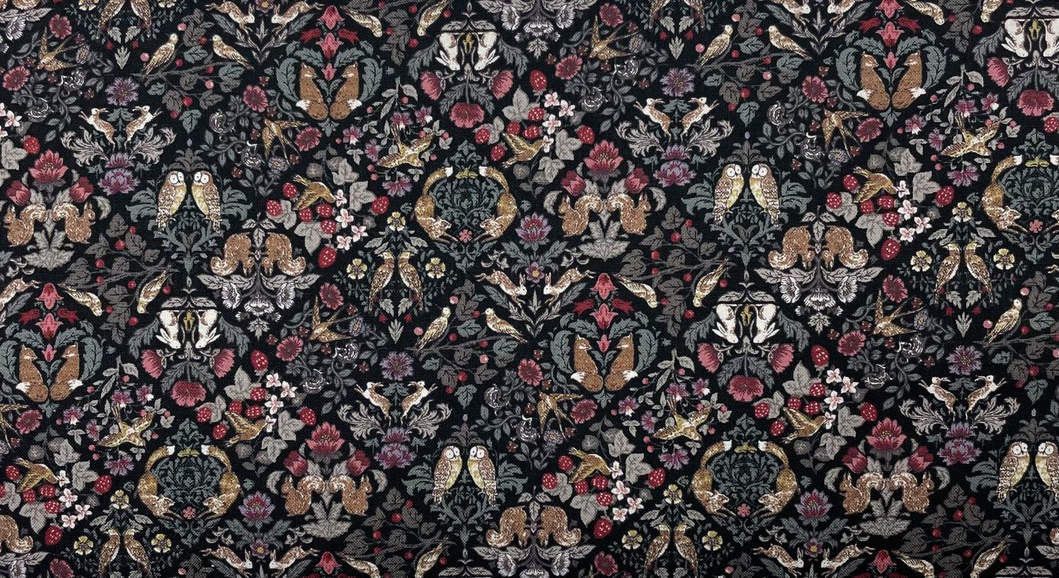 Japanese Imported Printed Cotton Morris-esque Diamond Pattern Black Sevenberry