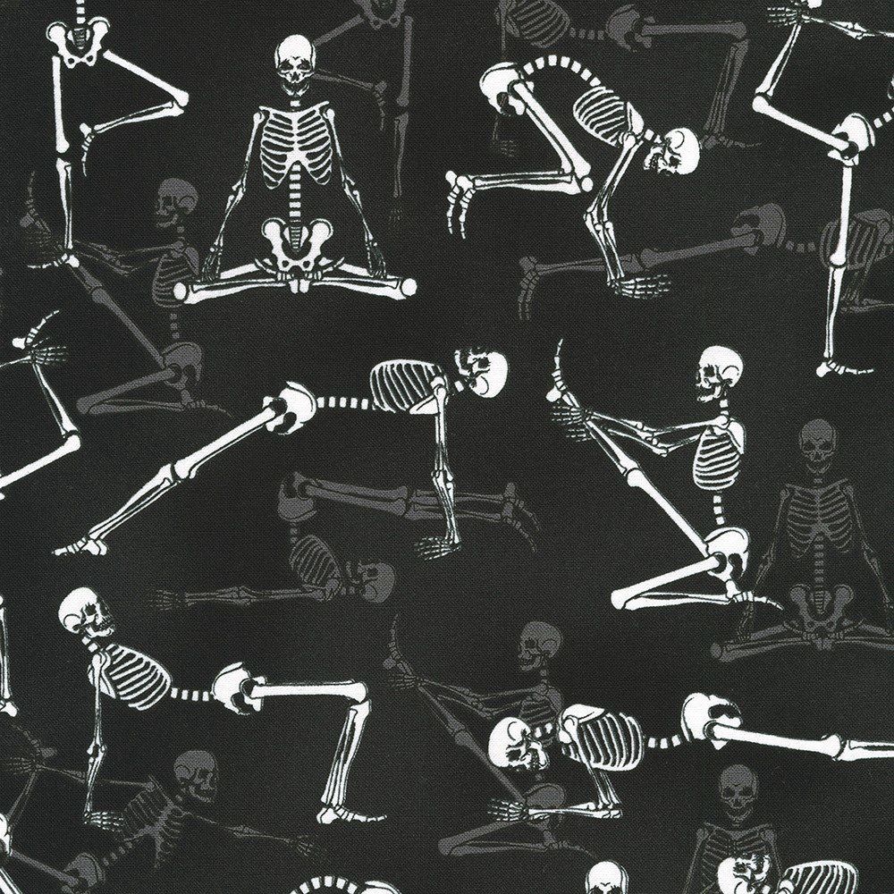 Lights Out - Night Fall - Skeleton Yoga - Glow in the Dark Cotton Poplin