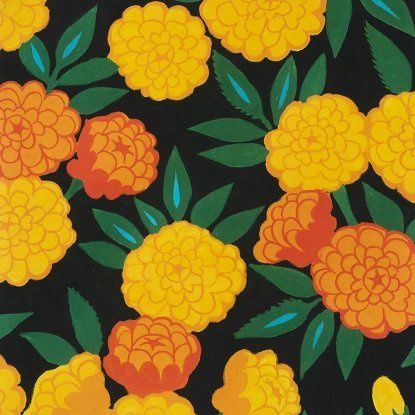 Maravilla (Marigold) Cotton Print - Black