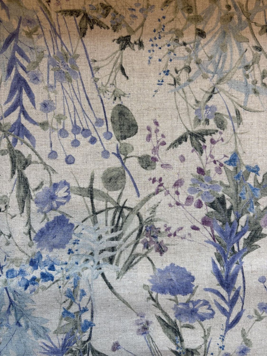 Watercolor Wildflowers Cotton - Linen Blend Natural  Hokkoh