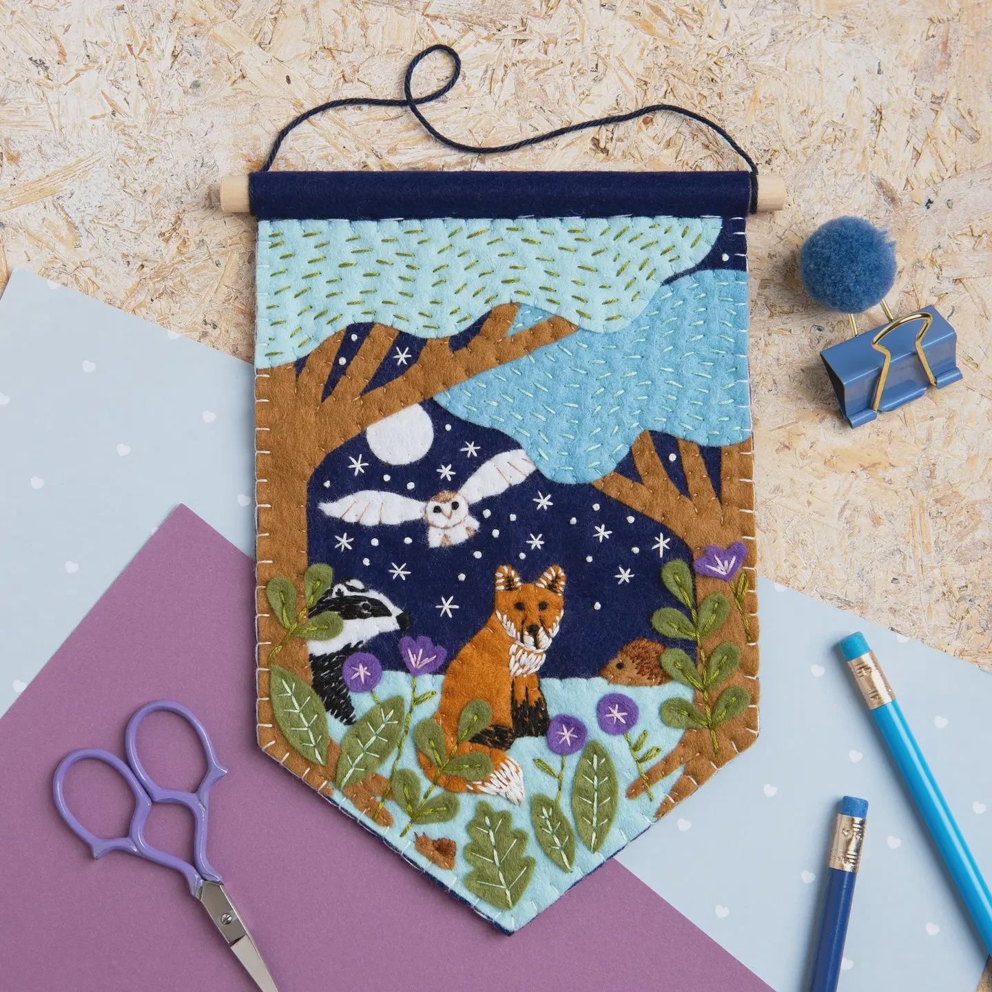 Woodland Pennant Felt Embroidery Kit Hawthorne Handmade