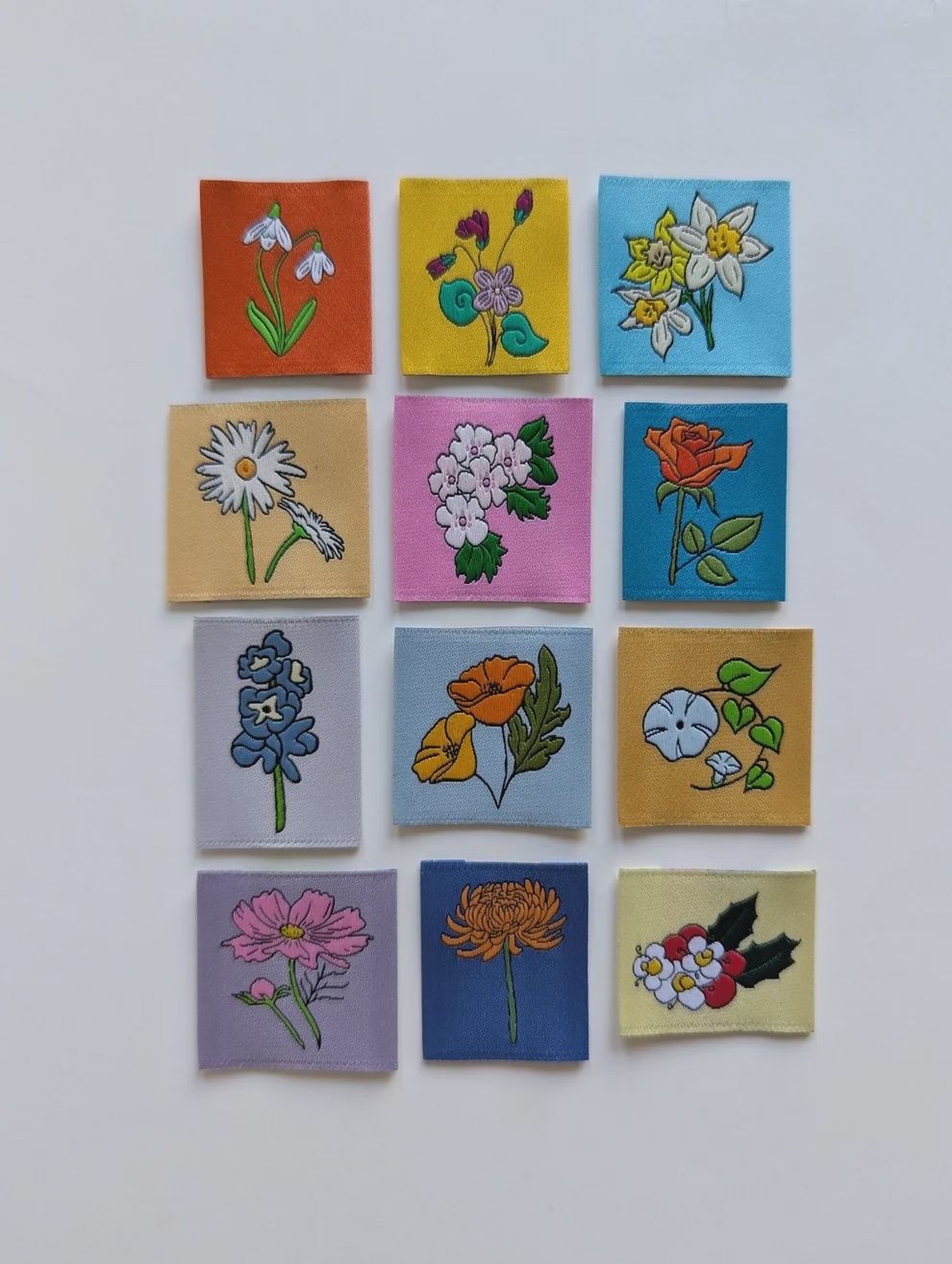 Year of Birth Month Flowers Woven Labels 12 pk Intensely Distracted