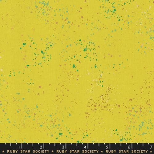 Citron Speckled Metallic by Rashida Coleman Hale with Ruby Star - Cotton Print
