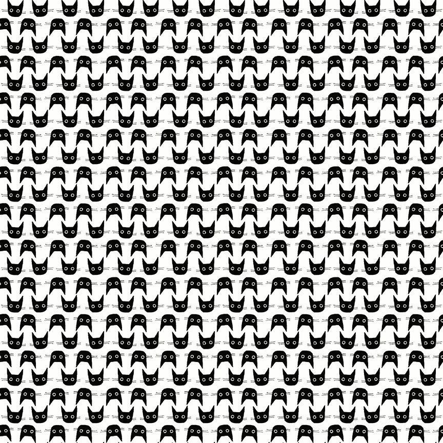 Dear Stella - Cat Heads Cotton Print - White