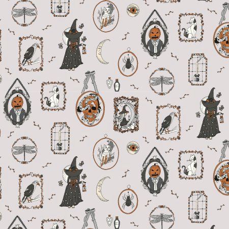 Haunting Memories in Clouds Victorian Nightmares Cotton Print