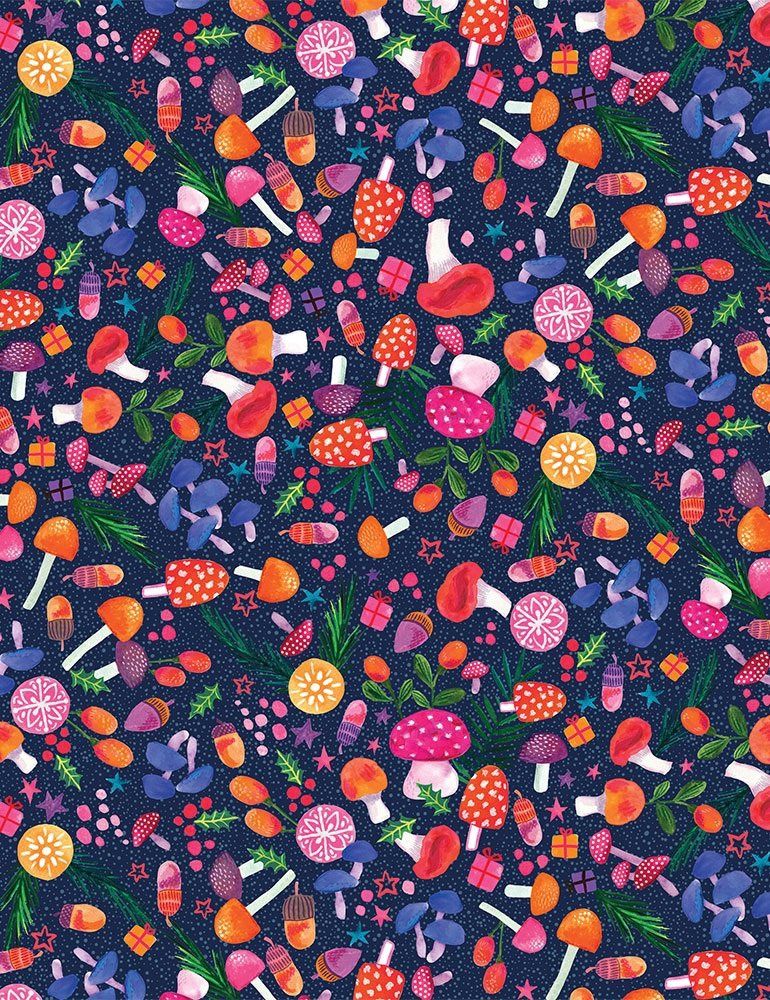 Holiday Mushrooms - Cotton Print