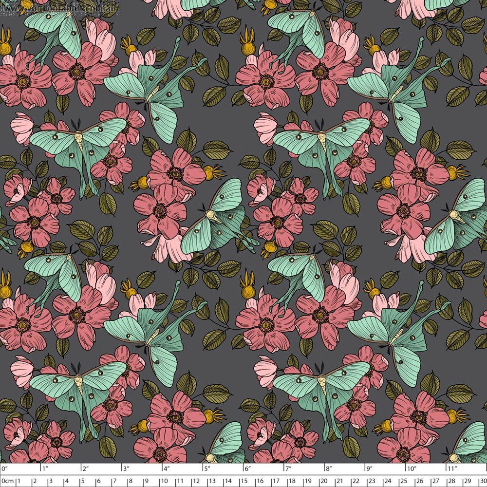 Luna Moth Floral - Cotton Print