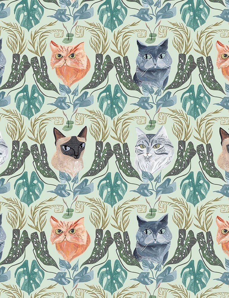 Misty Cat Toile - Cotton Print