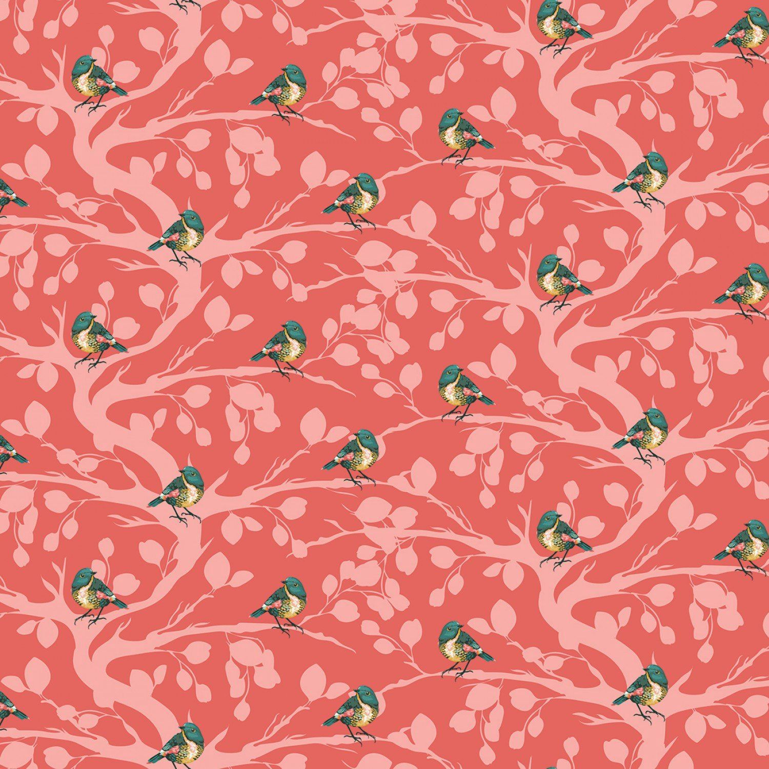 Porch Swing Birds and Branches- Coral