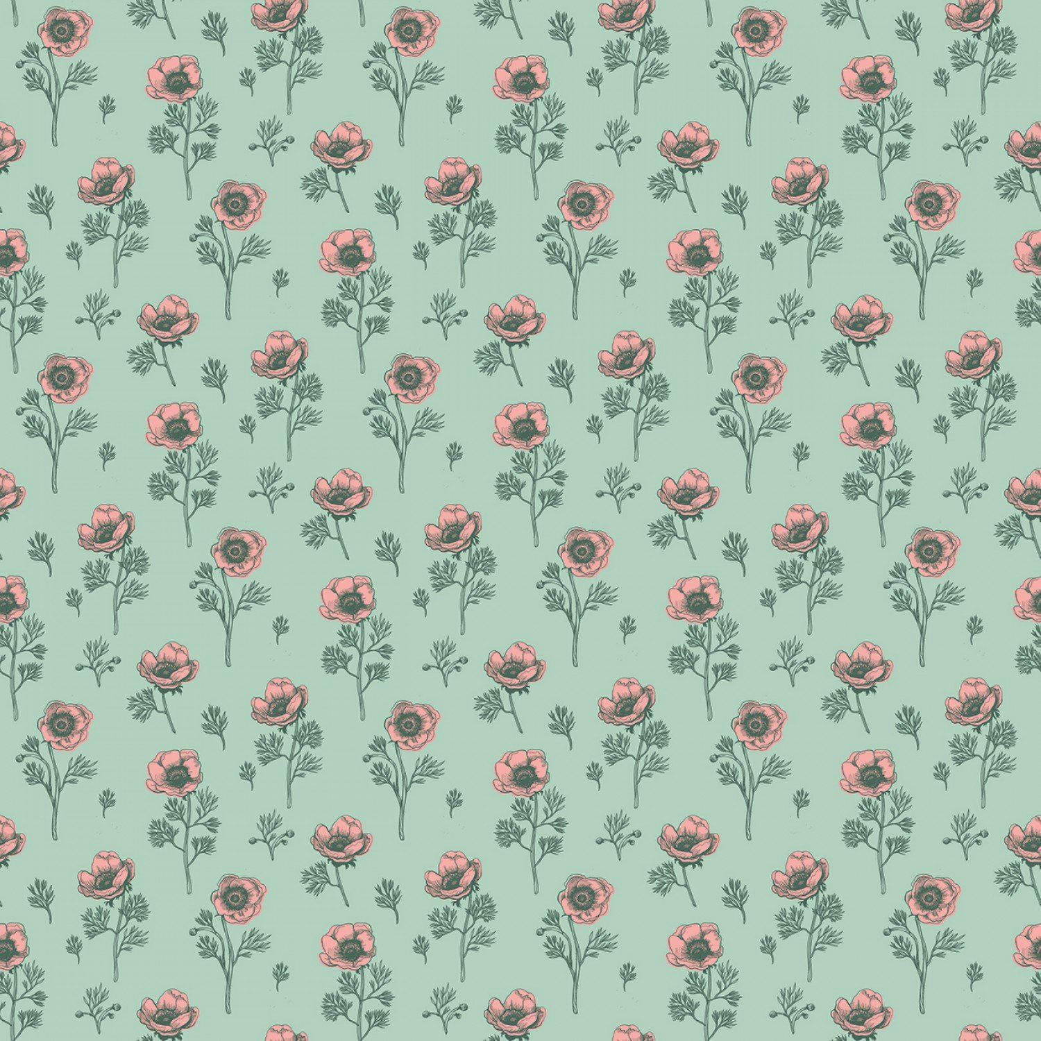 Porch Swing Botanical Anemones- Mint Green