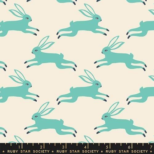 REMNANT 1-7/8 yard Backyard Bunny Run Ice Box Printed Cotton remnant