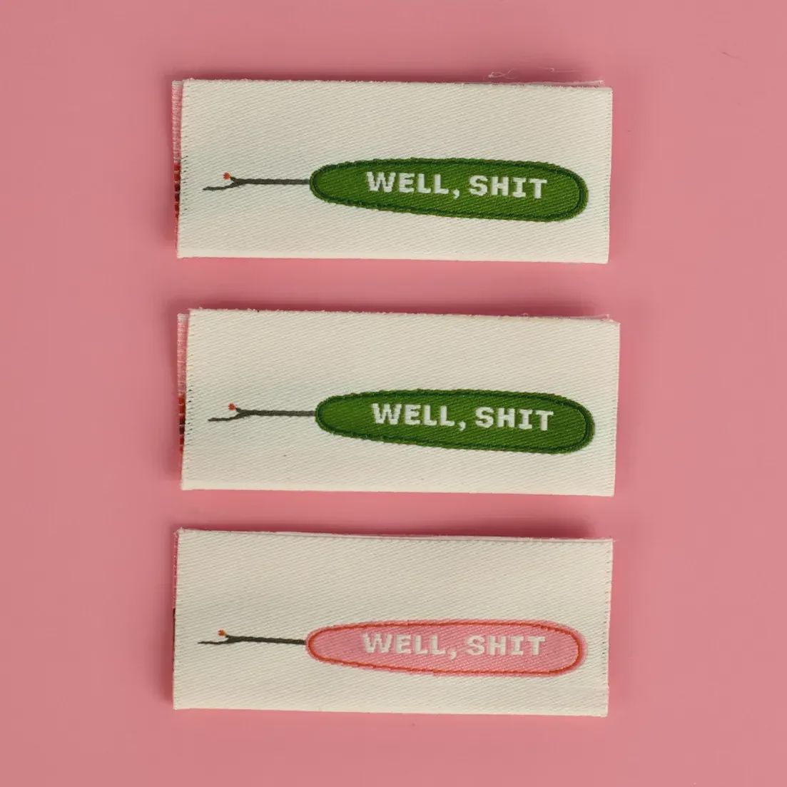 Well Shit Seam Ripper Reversible Designer Woven Labels 3 pack Kati Cupcake