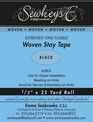 Xtrmly Fine WOVEN Stay Tape - Half Inch Black
