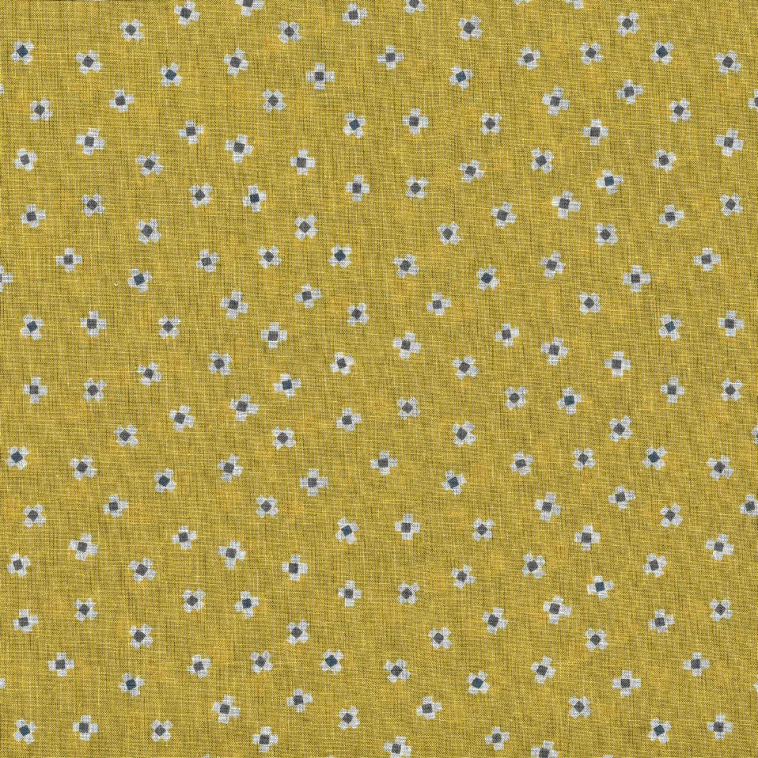 Yellow Floral Handworks Cotton/Linen Sheeting