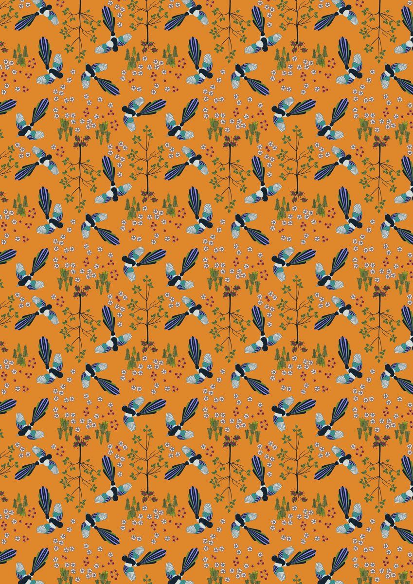 Baersong in Orange Cotton Print Norwegian Forest Dream Lewis &amp; Irene