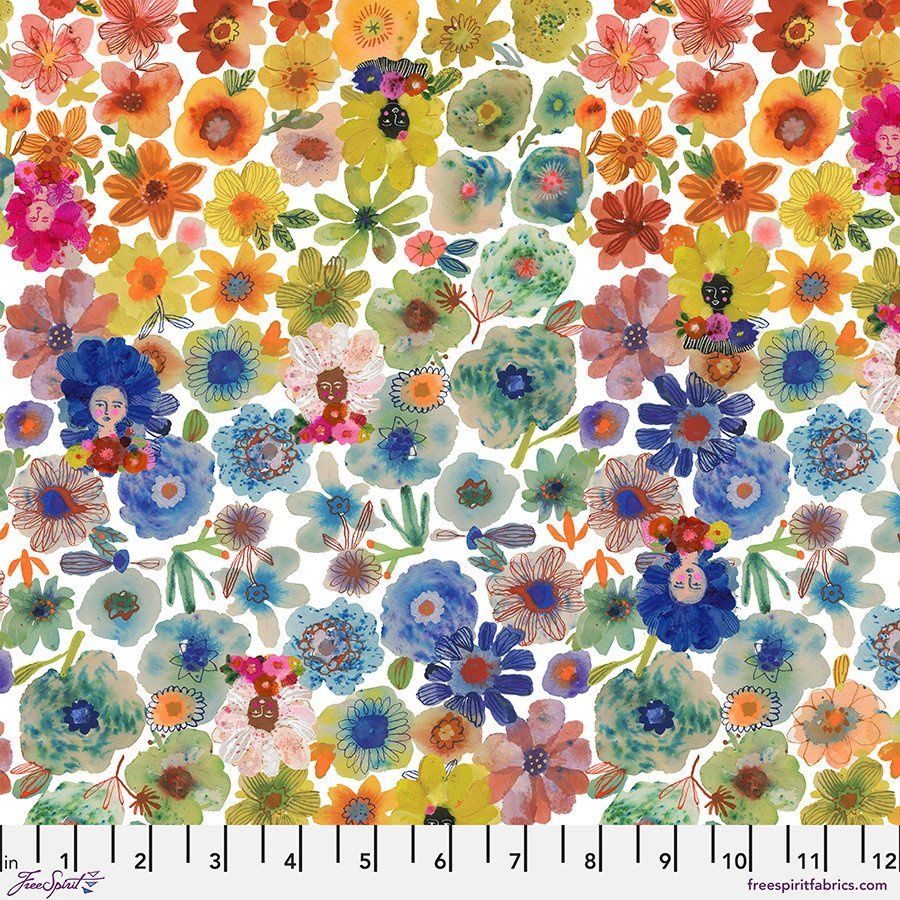 Color Riot in Rainbow Pompadours in Pink FreeSpirit Fabrics