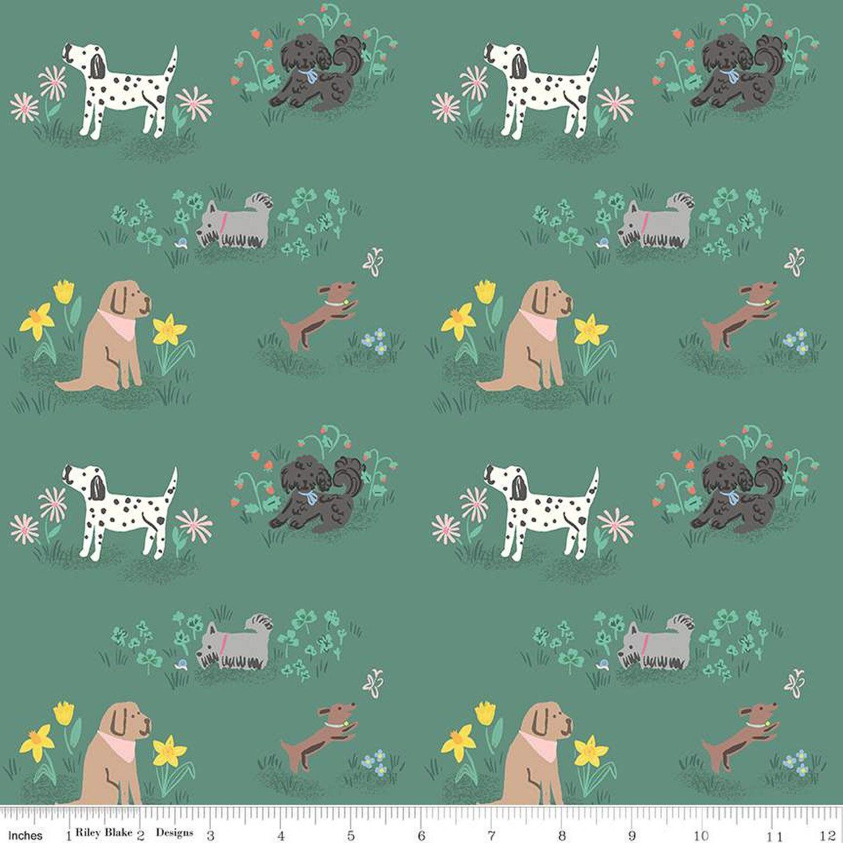 Dogs in Green Chloe Riley Blake